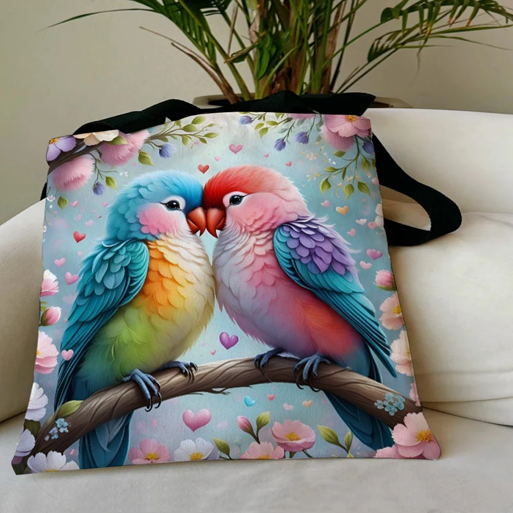 

Набор из 4 льняных сумок-тоут с изображением птиц, вместительные женские сумки через плечо для шопинга