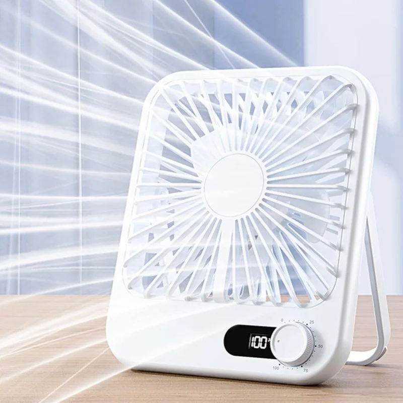 USB Desk Fan Quiet 100 Speeds Rechargeable 1000mAh LED Display Folding Desktop Small Personal Fan For Travel Office Bedroom