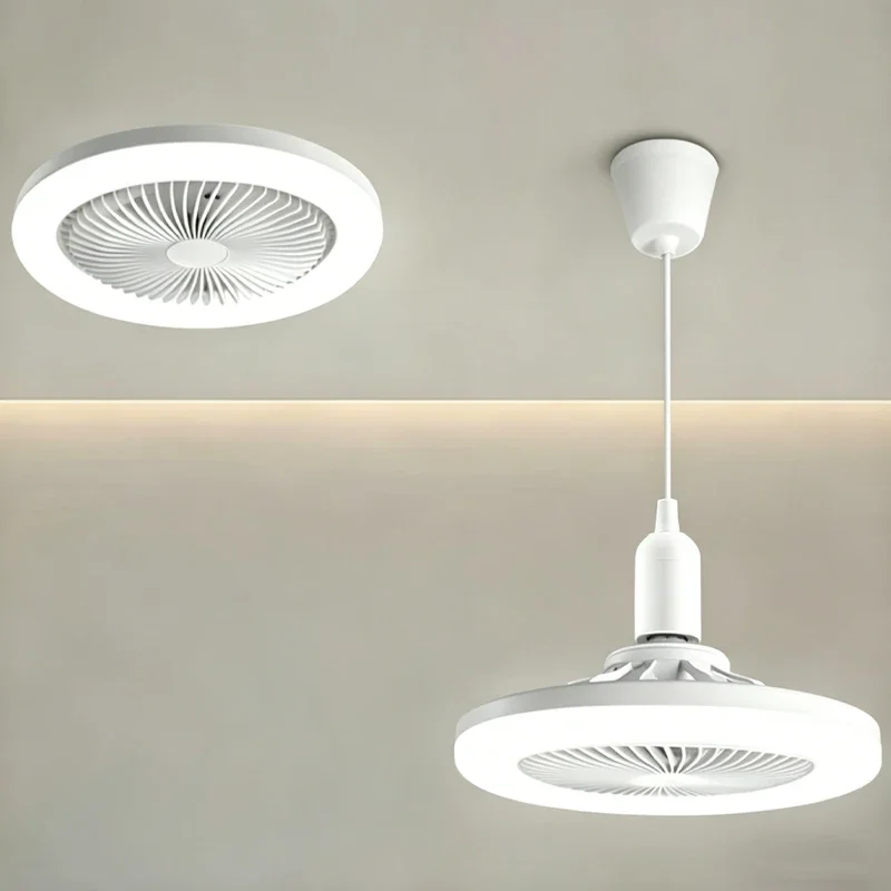 2 In 1 Ceiling Fan Lamps 3 Speeds Adjustable E27 Base Infinitely Dimmable for Living Room Bedroom Study LED Decorative Light