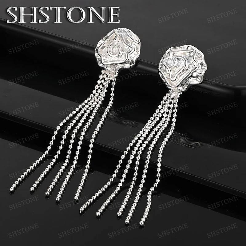 

925 Sterling Silver Flower Shaped Drop Earring Men Women Fashion Charm Birthday Wedding Jewelry Engagement Party Gift Accessorie