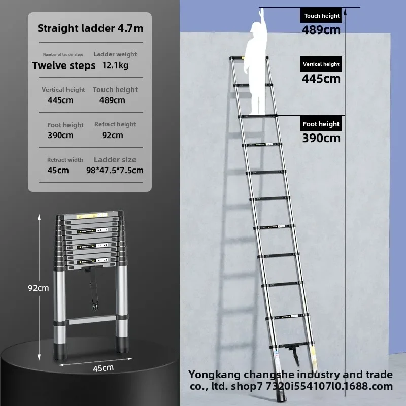 Stainless steel telescopic ladder Multifunctional household stacked ladder Bamboo ladder Lifting ladder Telescopic ladder