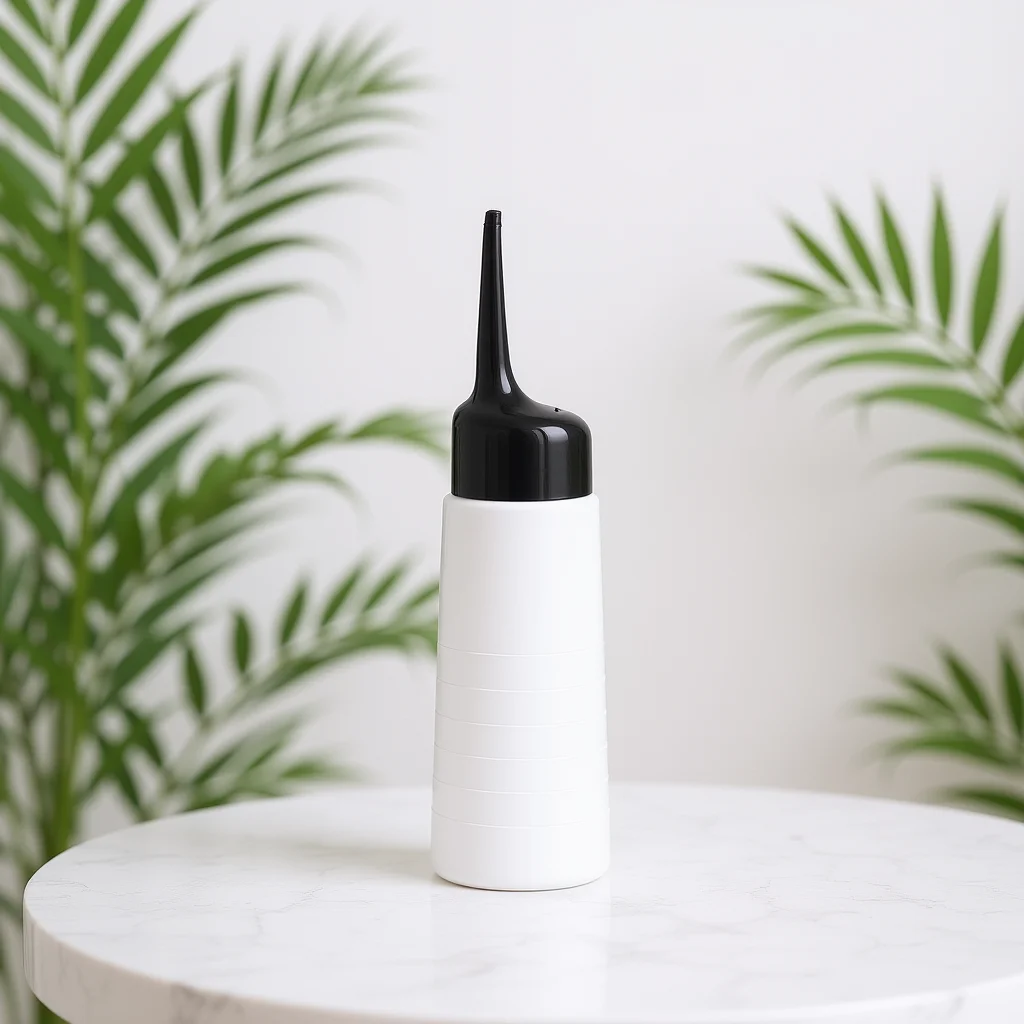 

Бутылка-аппликатор для краски для волос 15X5X4 см с наклонным кончиком и измерительной шкалой, черно-белая пластиковая бутылка для выдавливания для домашнего использования в салоне