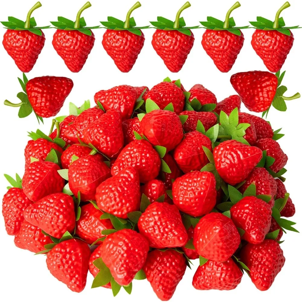 10/20 Uds. Fresas Artificiales de Plástico, Frutas Falsas para Decoración del Hogar, Cocina, Fotografía, Decoración Festiva, Celebraciones