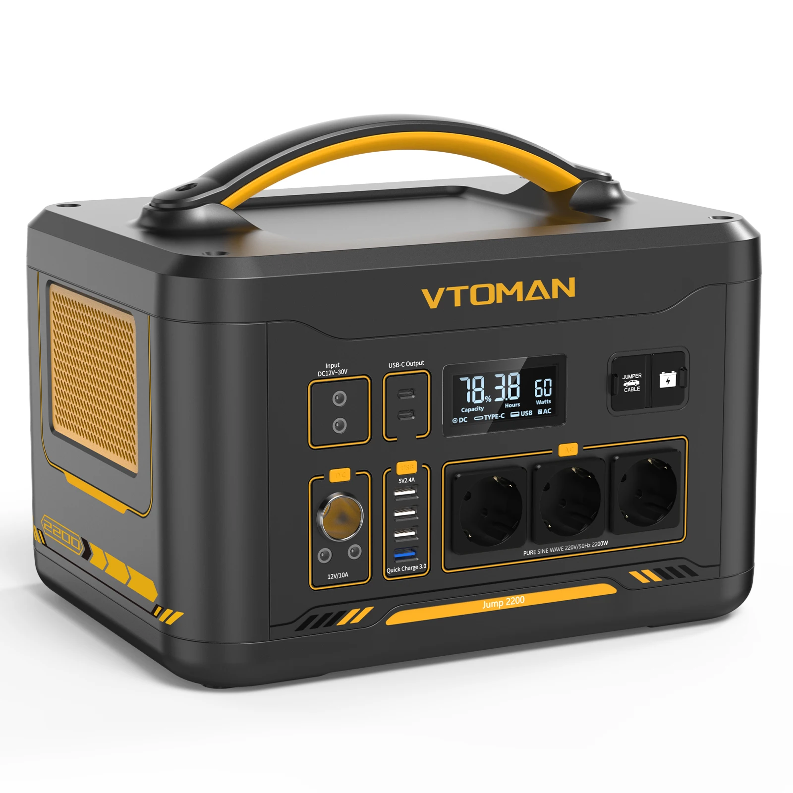 VTOMAN VTOMAN JUMP 2200 Power Station 1548Wh LiFePO4 Battery 2200W AC Output Emergency Power for Outdoor Camping, Home Use, RV Travel portable power station