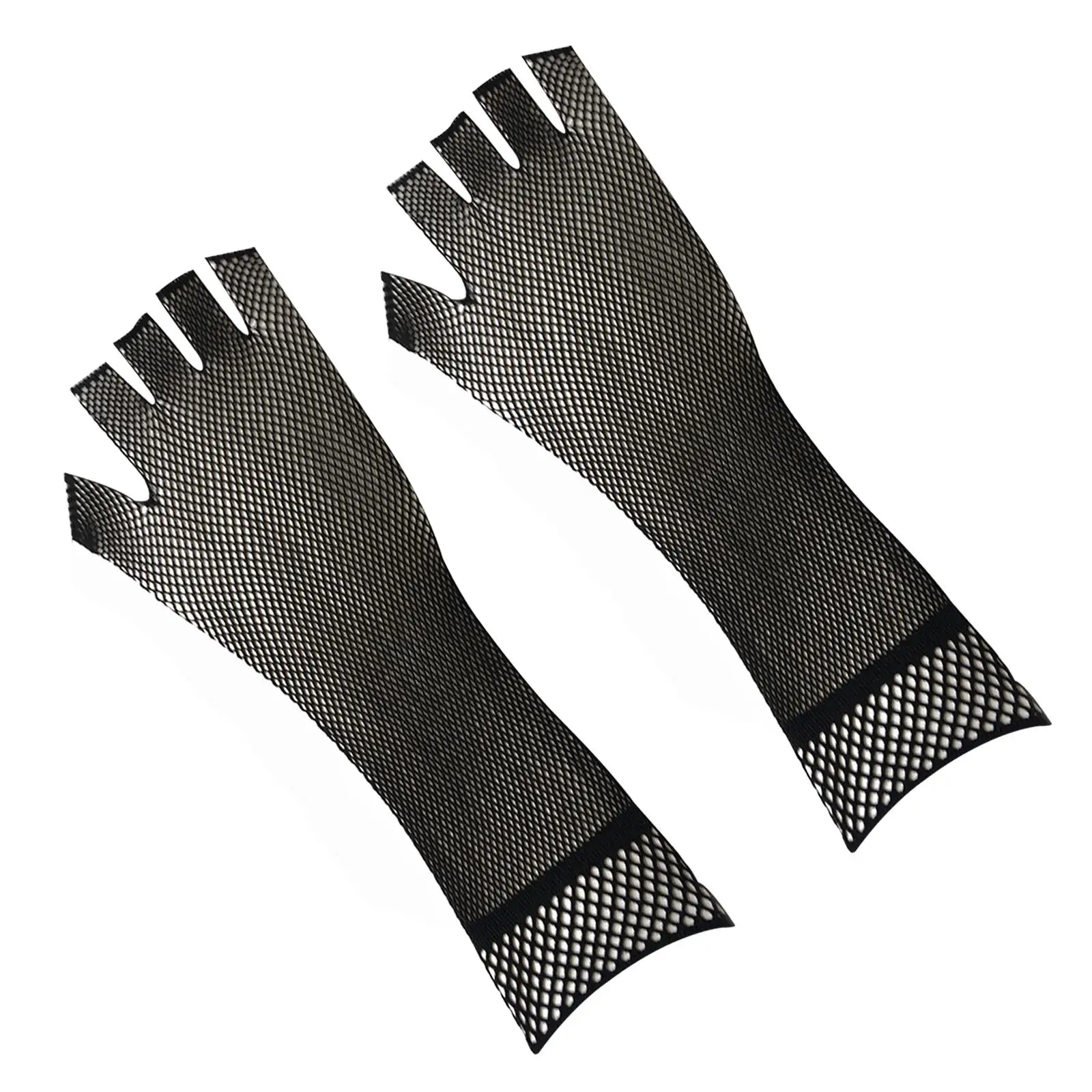 Black Long Gloves Accessory Elbow Length Gothic Stretchy Mesh for Costume Cosplay Women