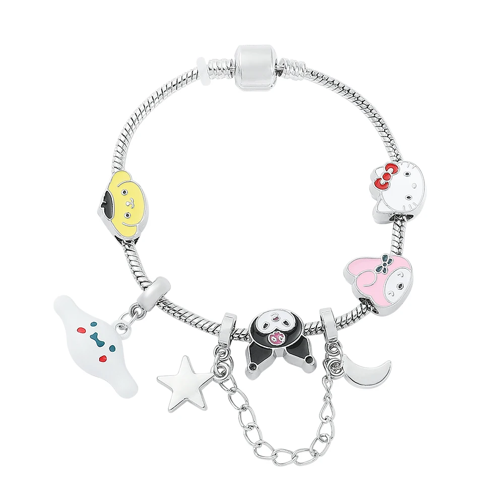 Sanrio Cartoon Figure Bracelets Pendant Hand Chains Cute Hello Kitty Kuromi Charms Bangles for Women Fashion Jewelry Gifts