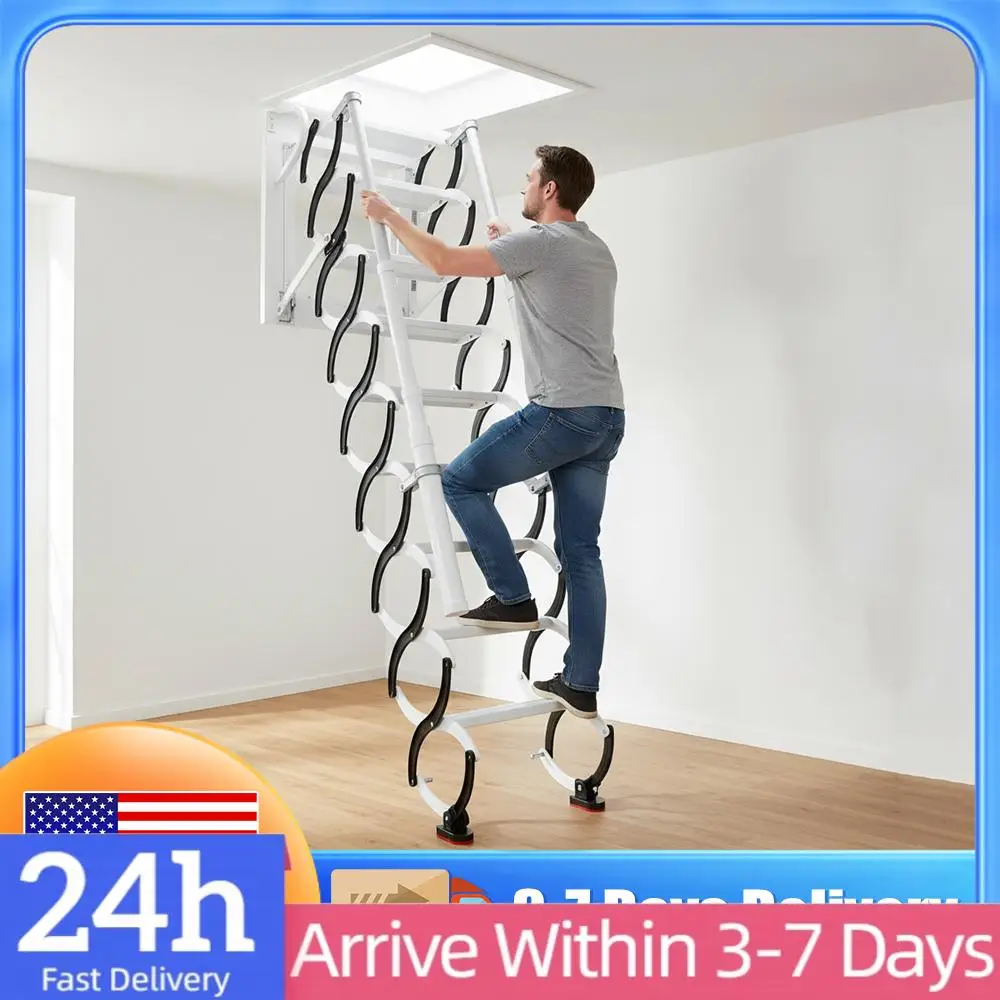 

Настенная складная лестница с поручнями, выдвижная система для чердака, противоскользящие ступеньки для дома, гаража, подвала