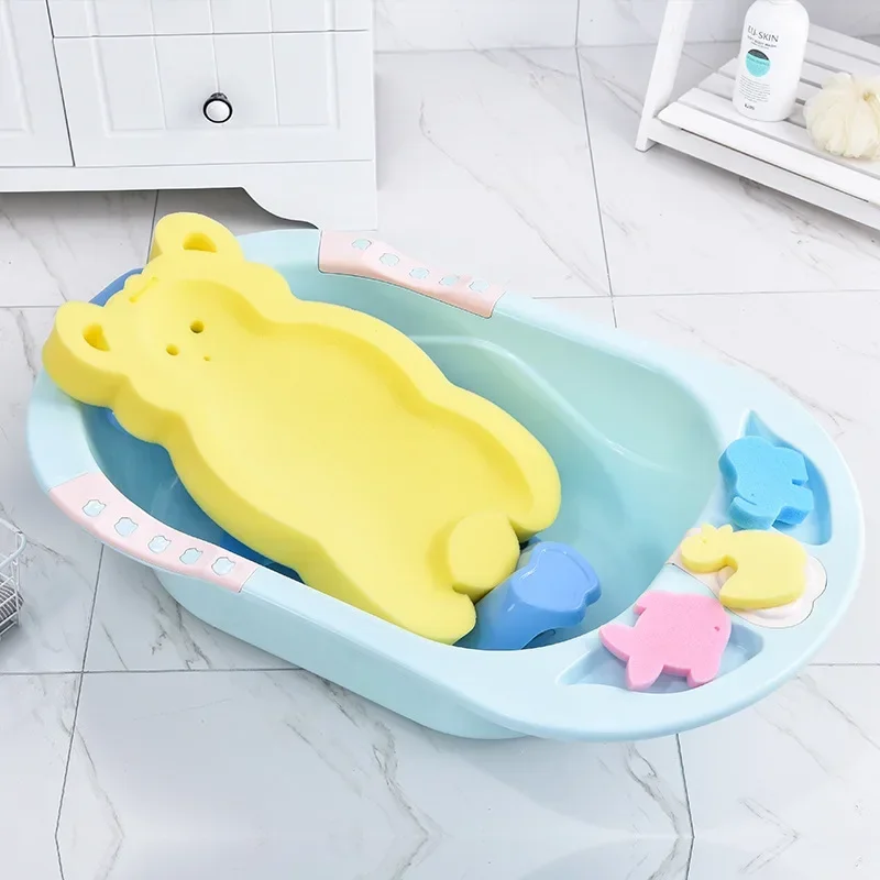 Newborn Portable Sponge Foam Pad Shower Bath Mat Tub Comfortable Baby Infant Bathroom Pillow Non-Slip Bathtub Seat Support