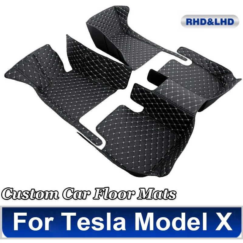 

Car Mats For Tesla Model X 7 Seat 2015~2022 Full Set Luxury Carpets Rug Anti Dirt Pad Leather Mat Car Accessories Tapete Carro