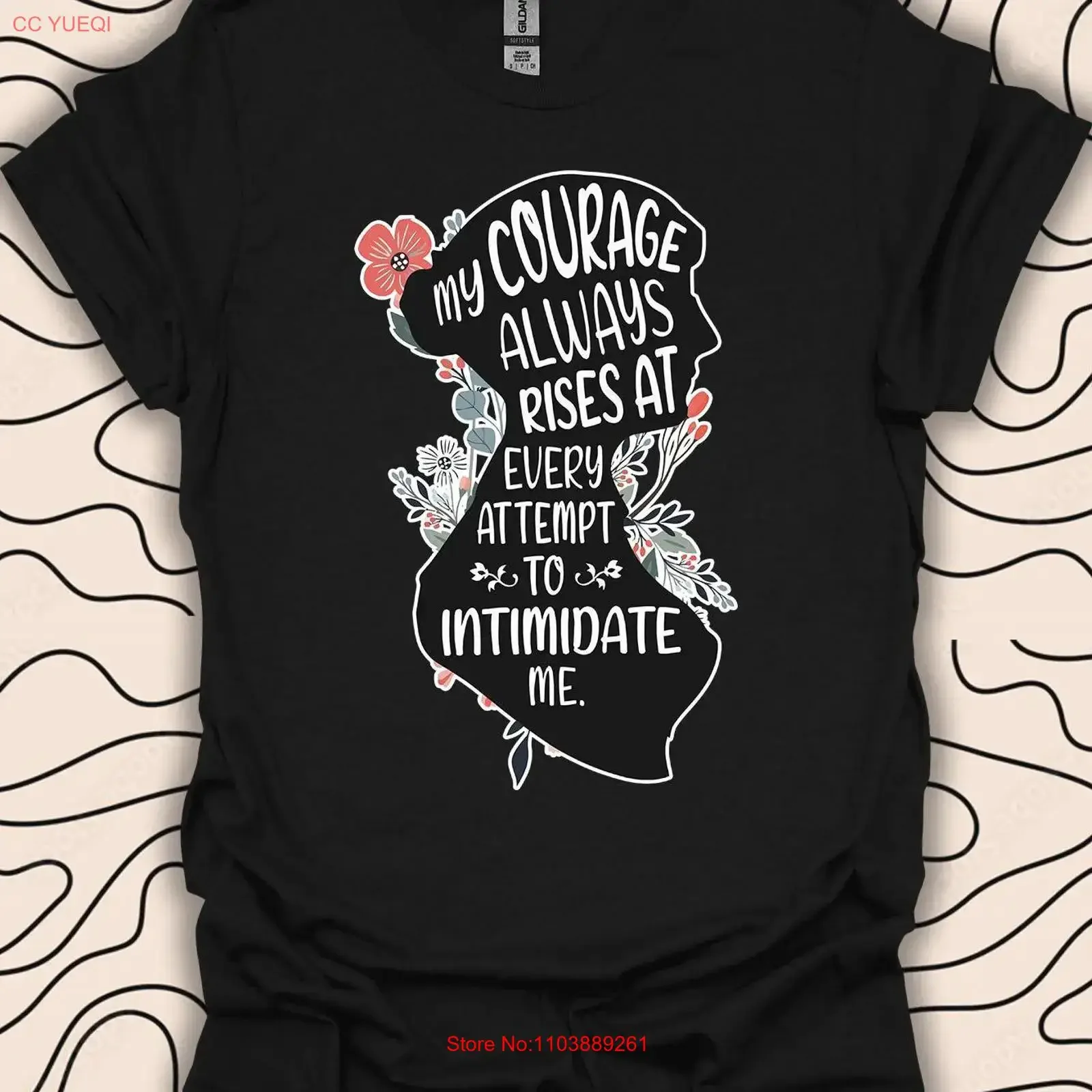 Courage sur l'intimidation t-shirt citation de motivation personnage fort 2572PC vintage lavé vêtements de créateur de mode polyvalent