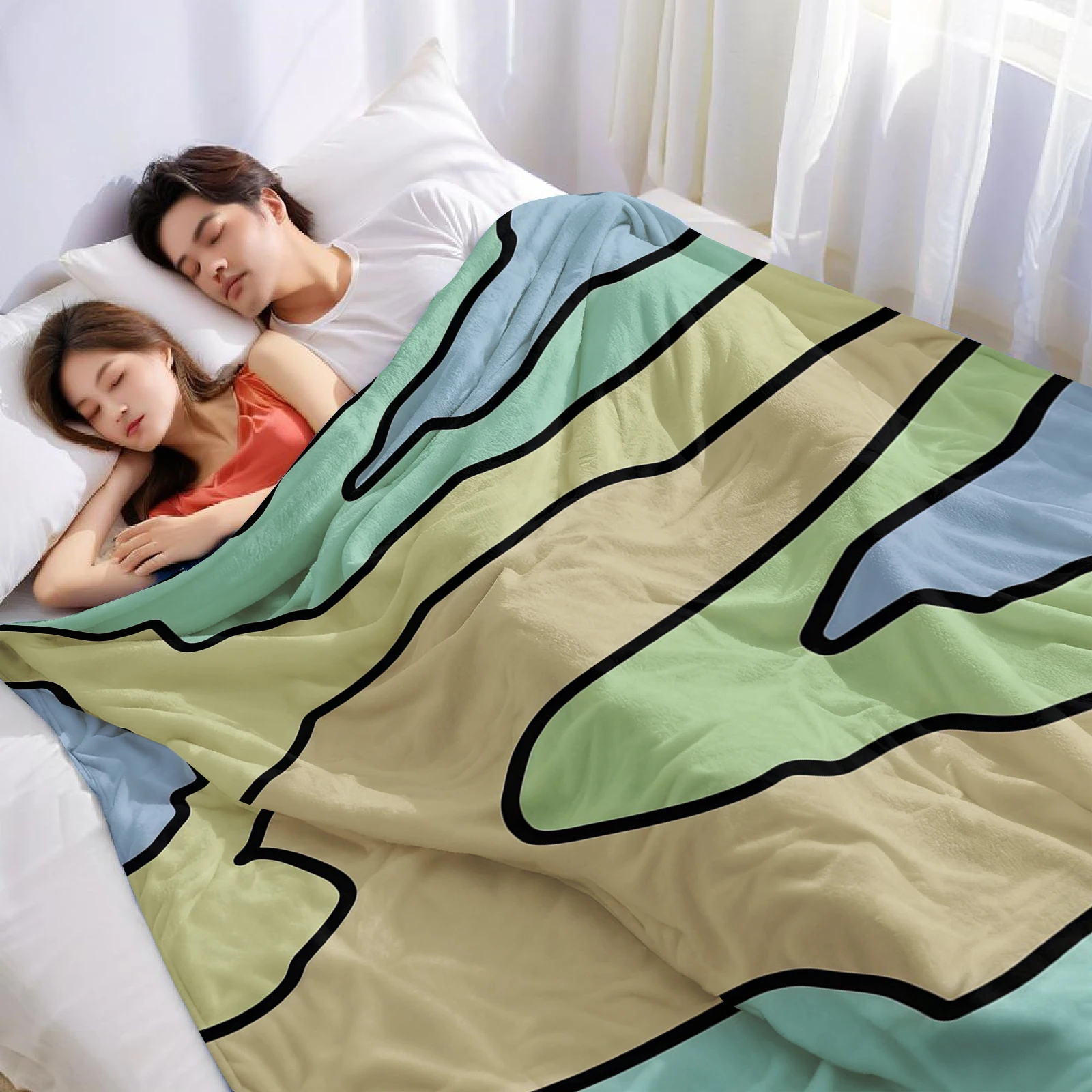 Boho Abstract Swirl Ultra Soft Sherpa Fleece Blanket Fluffy Warm Halloween Cozy Throw for Sofa Couch Bedroom Gift All season