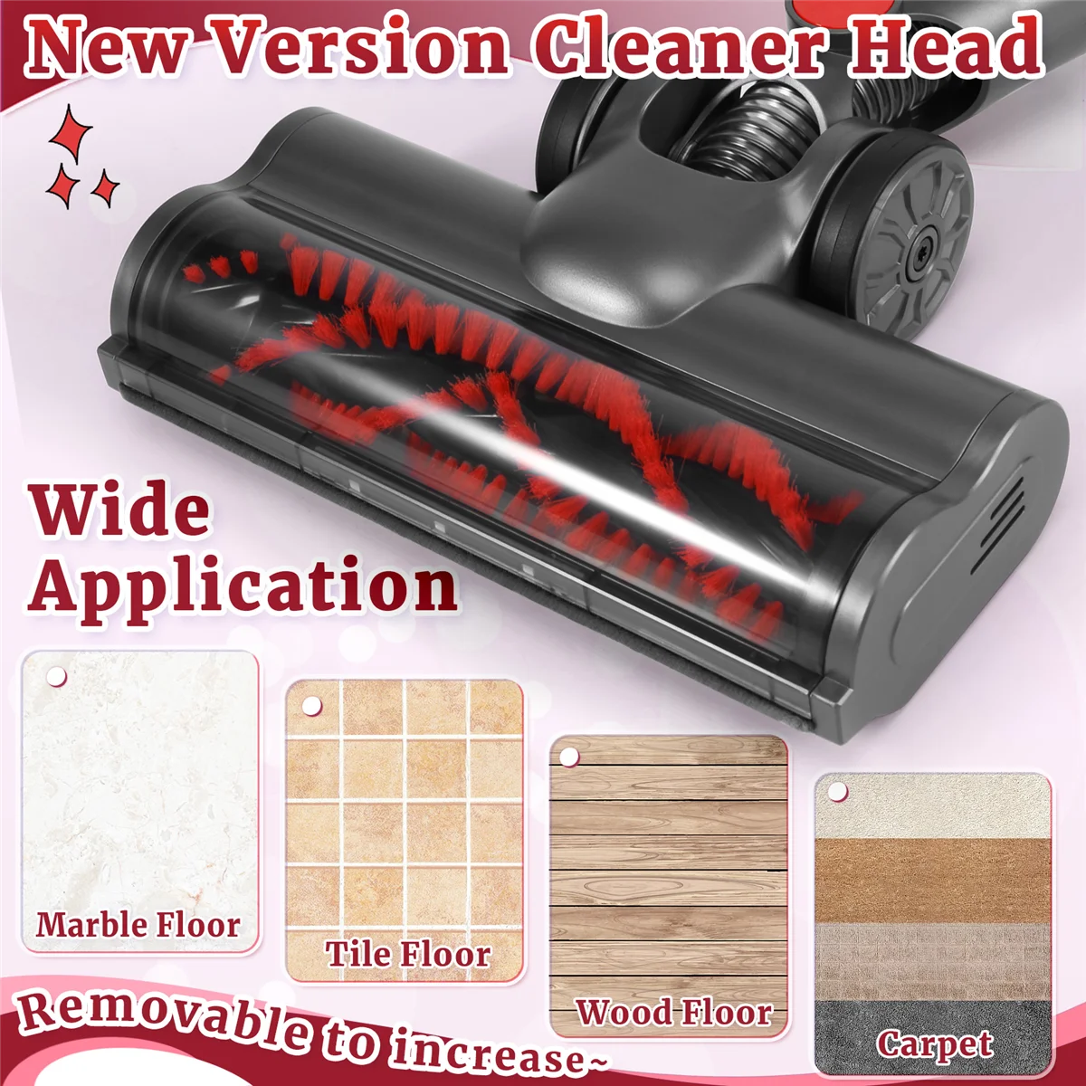 Turbine Brush Head for Dyson V7 V8 V10 V11 V15 Vacuum Cleaner Floor Attachment with LED Headlights