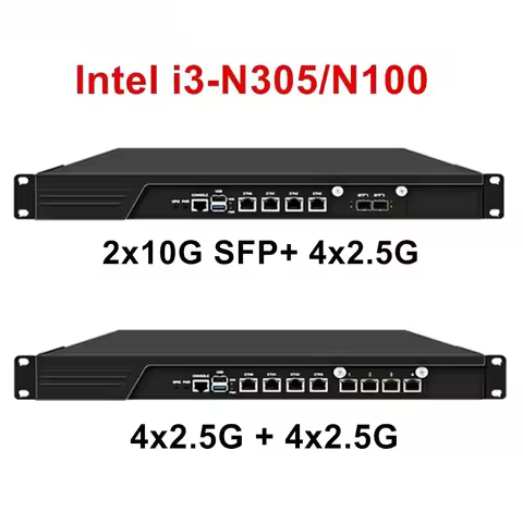 deposit Topton 1U Rack Firewall Appliance 2x10G SFP+ 4x i226-V 2.5G Intel i3-N305 N100 DDR5 mSATA Network Router Mini PC Server