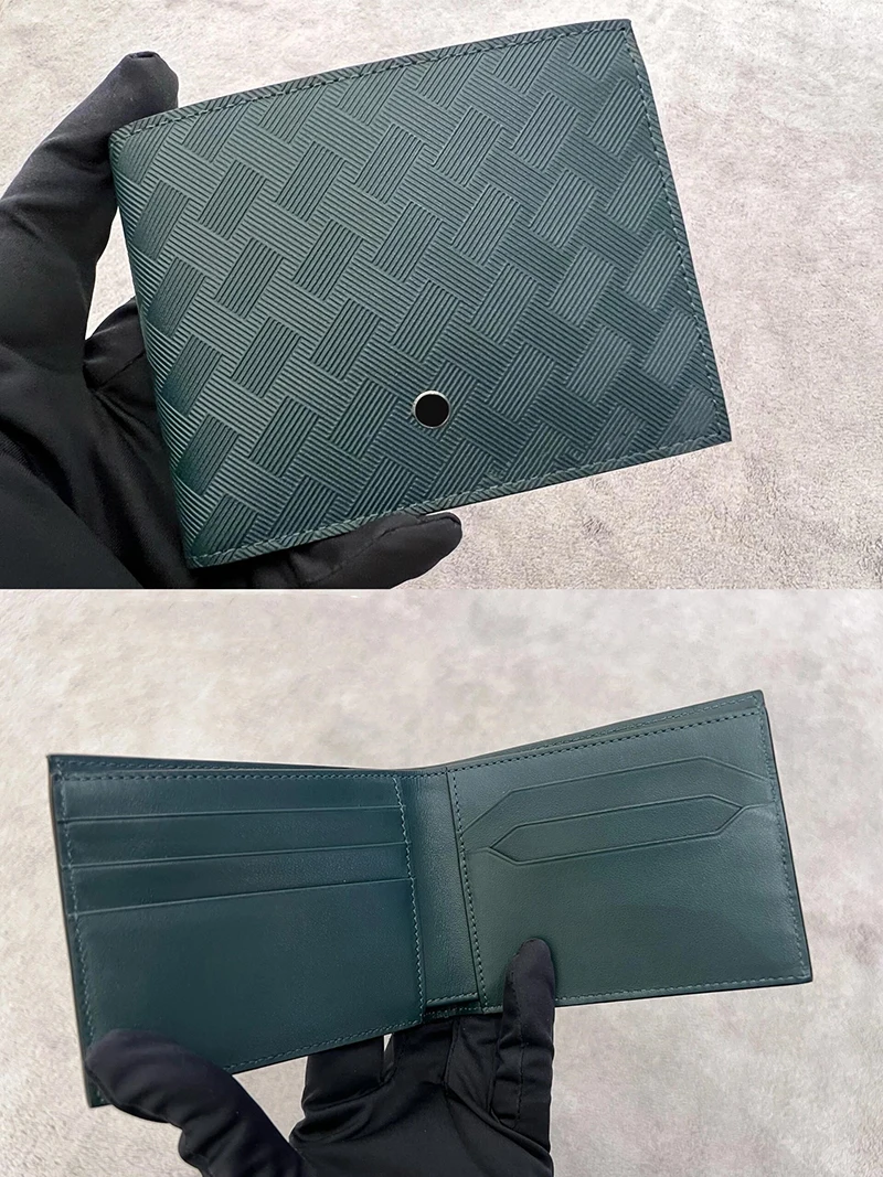 

New Men's ort Wallet Faion Busin Casual Leather Cross Pattern Crtsmanip Horizontal Classy Money Clip