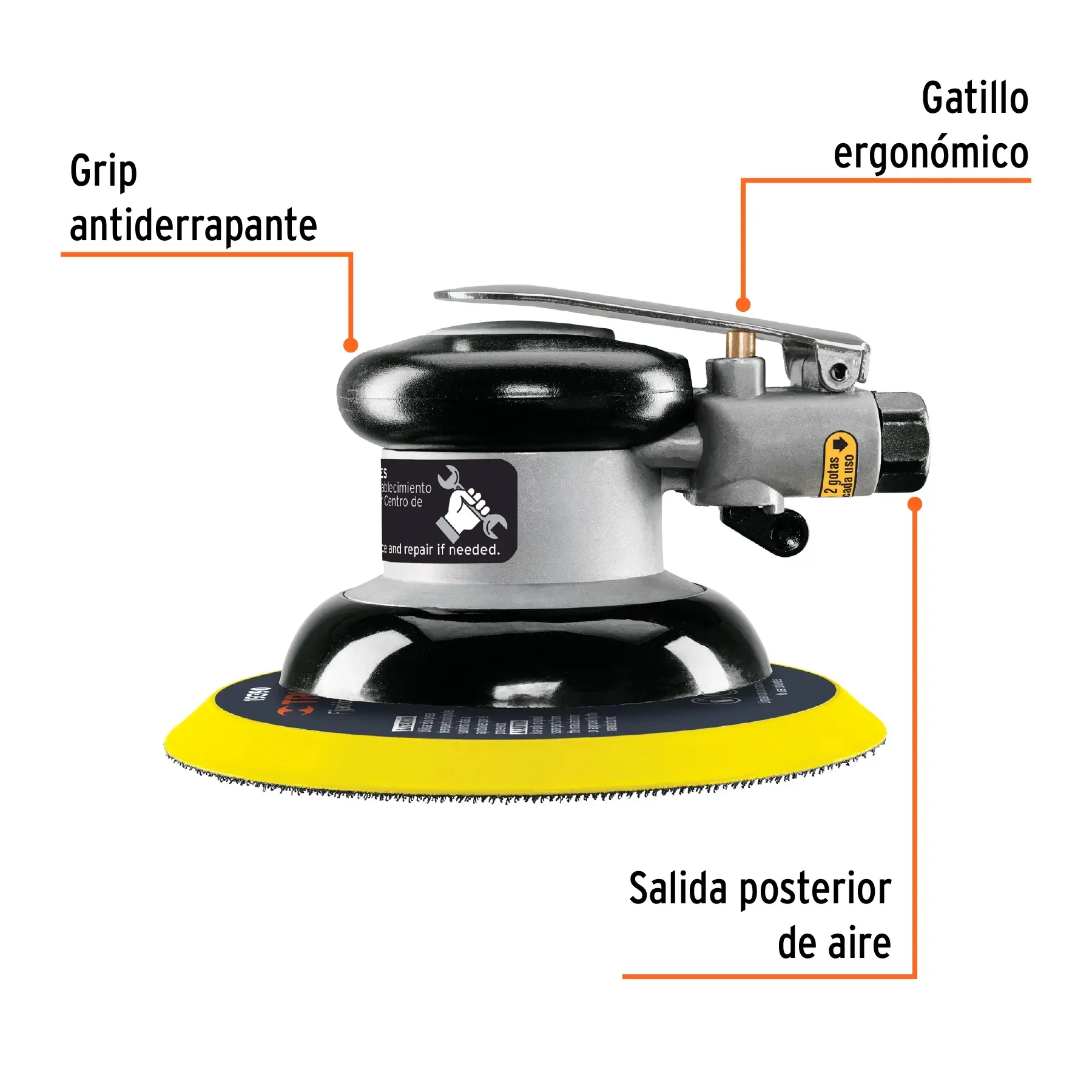 Master with 4 units Industrial pneumatic orbital sander 6', Truper