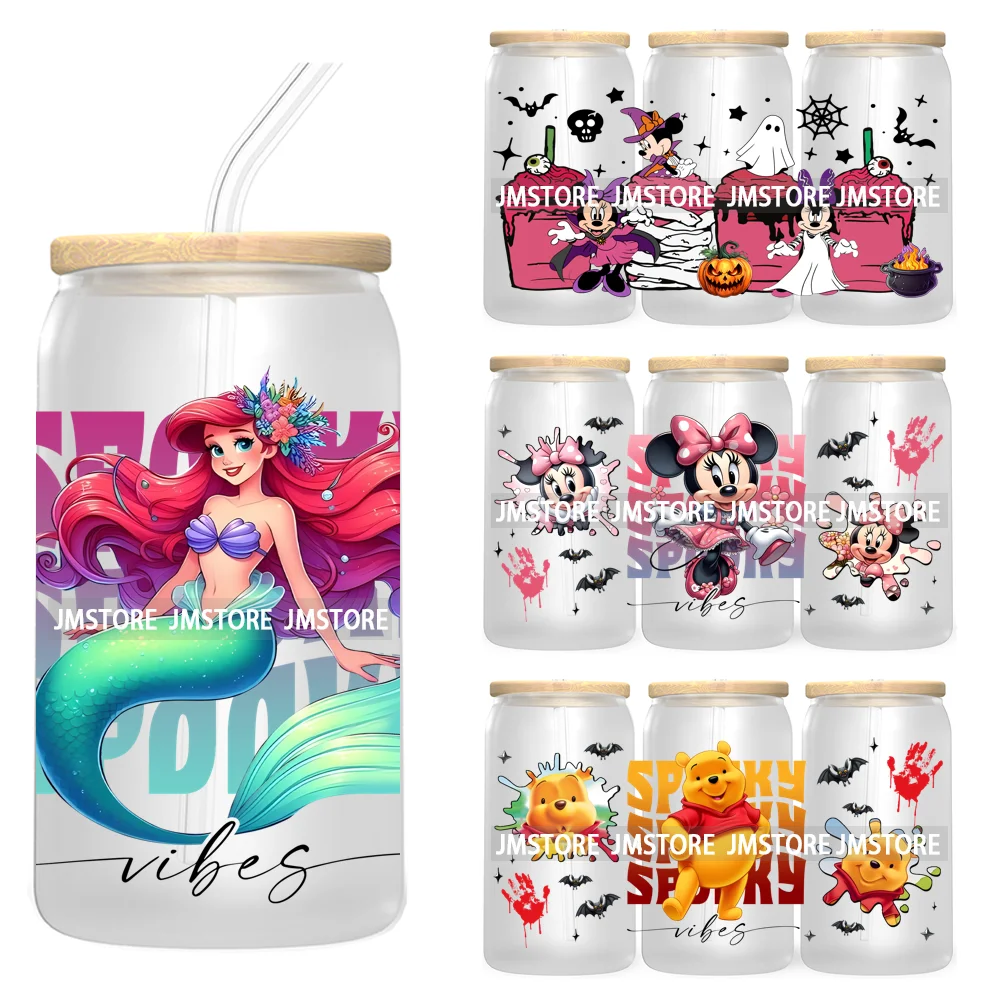 

Spooky Cartoon Halloween Pumpkin Ghost 16OZ UV Cup Wrap DTF Transfer Stickers For Libbey Glass Can Cup Tumbler Waterproof Labels
