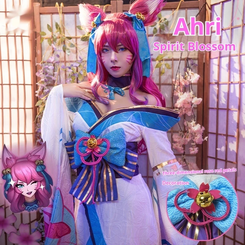 League Of Legends Lol Ahri Spirit Blossom Two Dimensional Cos Server Cosplay Clothing Prop Dress Up Cute Reduction Surprise Gift