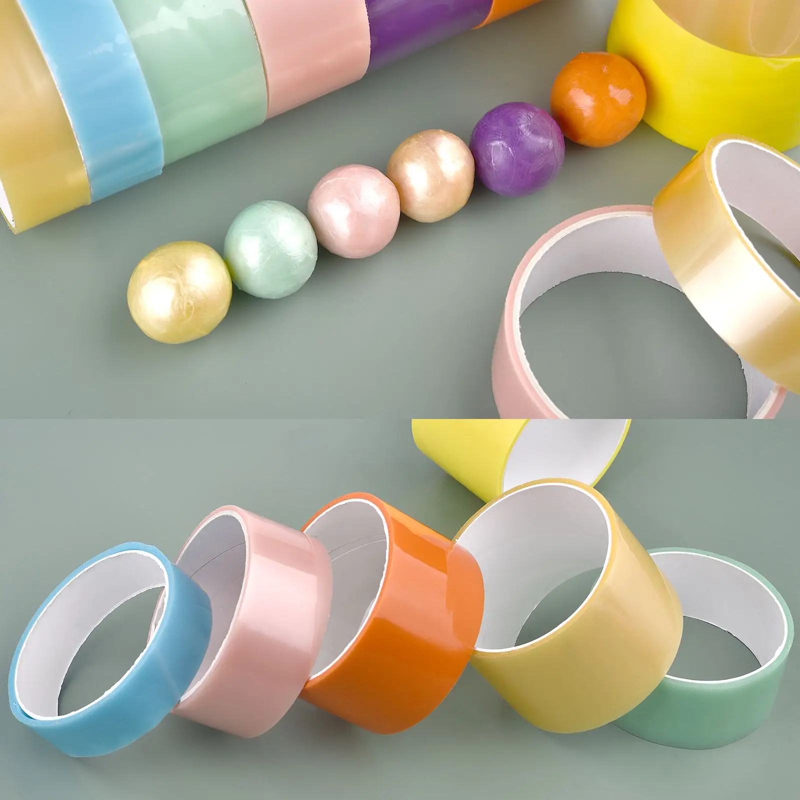 10M/Roll Adhesive Tapes Sticky Ball Tape Colorful Stress Relaxing Sticky Ball Tape Toy Party For Relaxing Toy Rolling Craft Gift