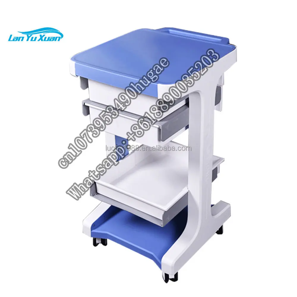 Multifunction ABS Emergency Medical Instrument  Hospital Trolley With 4 Wheels