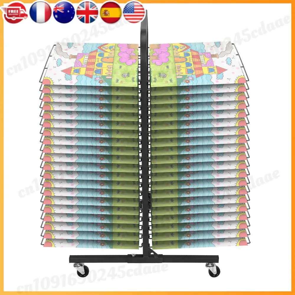 

40 Shelf Art Storage Rack Double Sided Mobile Metal Paint Drying Stand with Removable Shelves for Canvas Artwork Prints