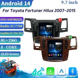9.7inch For Toyota Fortuner Hilux 2007-2015 Car Radio Multimedia Navigation 4G GPS Car Android Wireless Carplay Screen Stereo GP