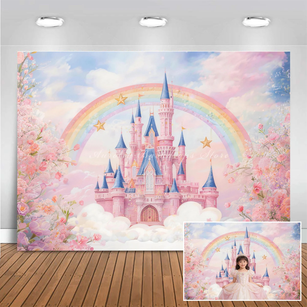 Spring Rainbow Princess Castle Backdrops Cake Smash Child Baby Photo Props Adult Kids Decors  Photography Studio Backgrounds