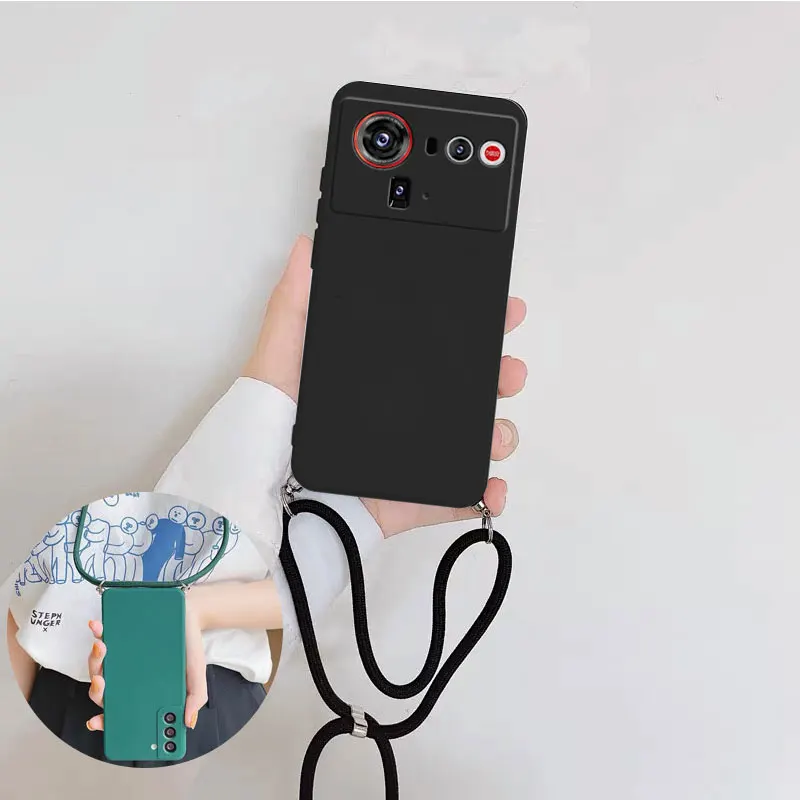 For ZTE Nubia Z80 Ultra 5G Soft Lanyard Crossbody Necklace Strap Cord Chain TPU Case for Nubia Z70 Ultra Z60S Pro Silicone Cover