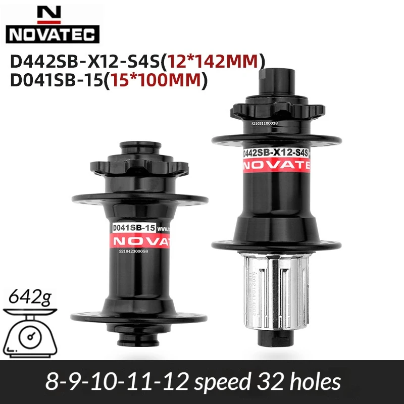 NOVATEC Mountain Bike Hub 32H Thru Axle Front Rear Hub Set BOOST 15x110 12x148mm 8‑12 Speed Sealed Bearing Bicycle Hub
