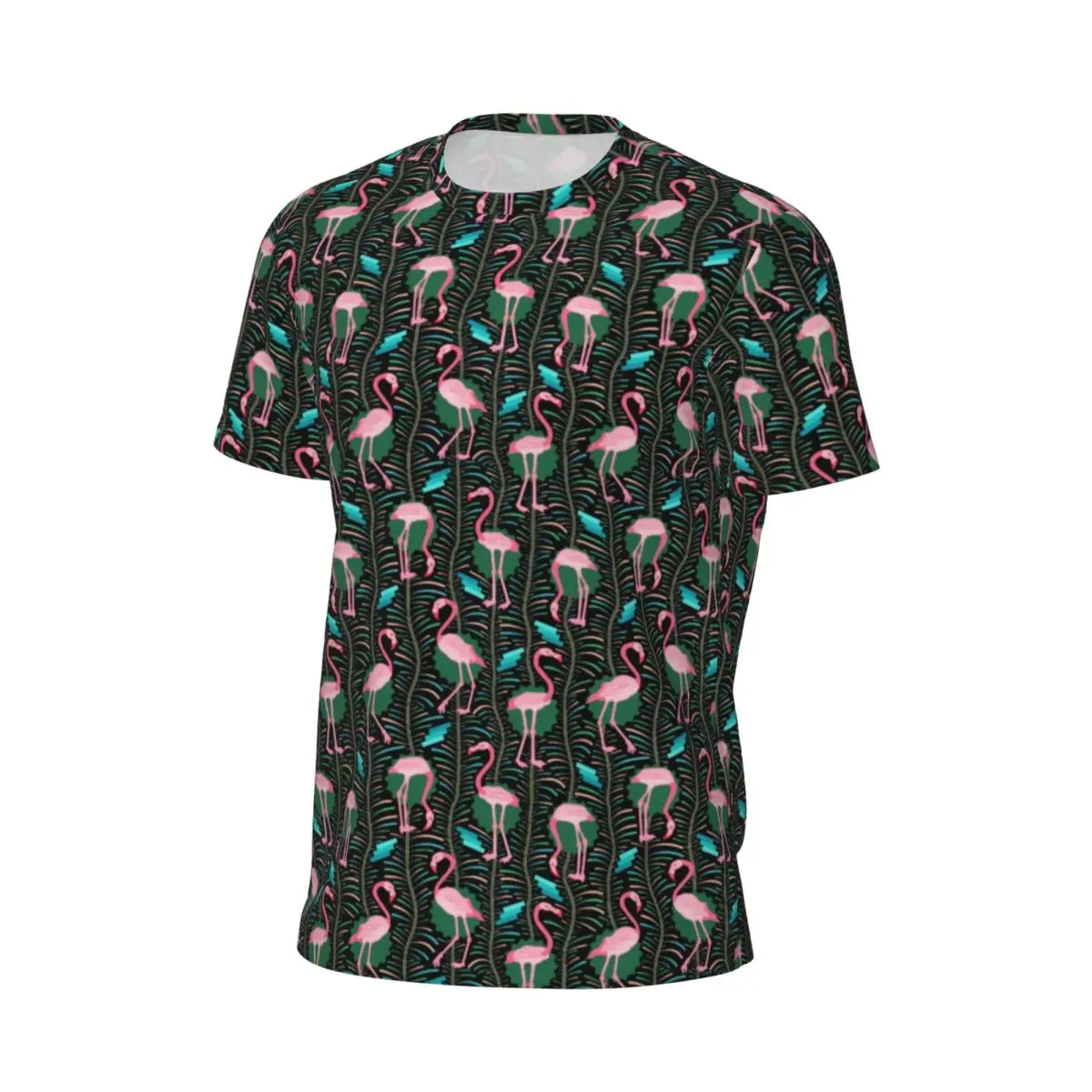 Cute Birds Print T-Shirt Pink Flamingo Art Fashion Gym T-Shirts Short Sleeve Comfortable Tshirt Beach Street Style Big Size Tees