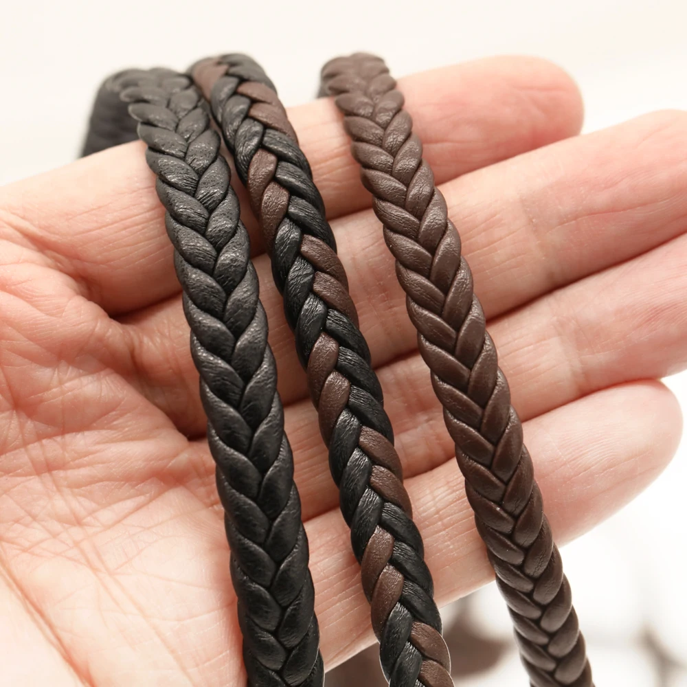 9mm 2meters Flat Braided PU Leather Bracelet Findings PU Leather Cord String Rope DIY Necklace Bracelet Making