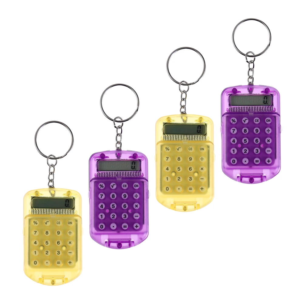 

4pcs Flip Keychain Mini Portable Math Counters Kids Calculator Keychain Pocket Kids Calculator Office Electronics