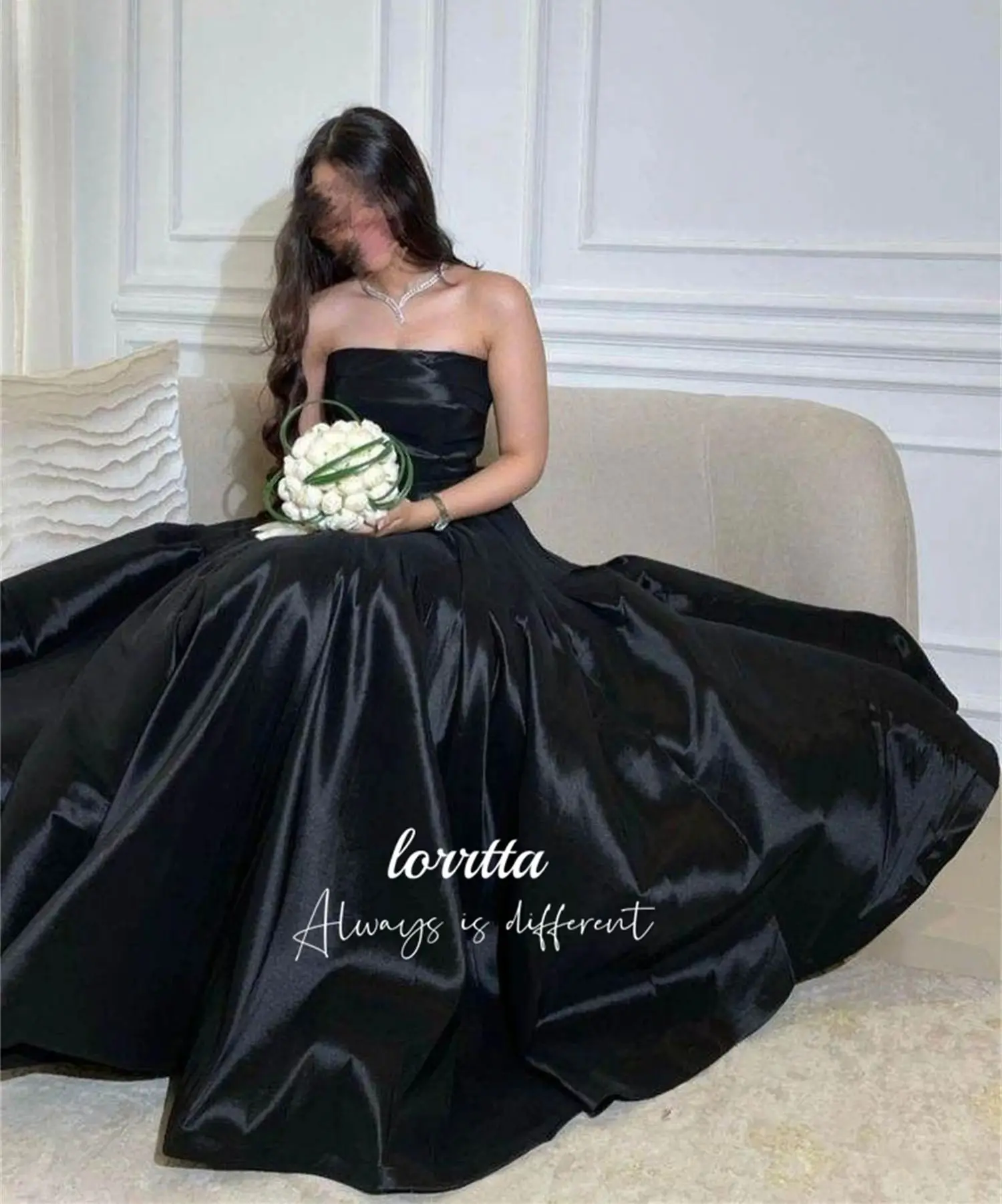 

Lorrtta Black Eid Dress Strapless Glossy Fabric Line A Party Elegant Evening Dresses 2024 Luxury Sharon Said Happy Sharon. Prom