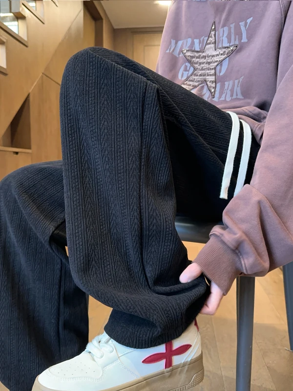 

Men's Wheat Ear Pattern Straight Leg Loose Fit Casual Pants American Sle Heavyweight Spor Sweatpants Autumn Spring