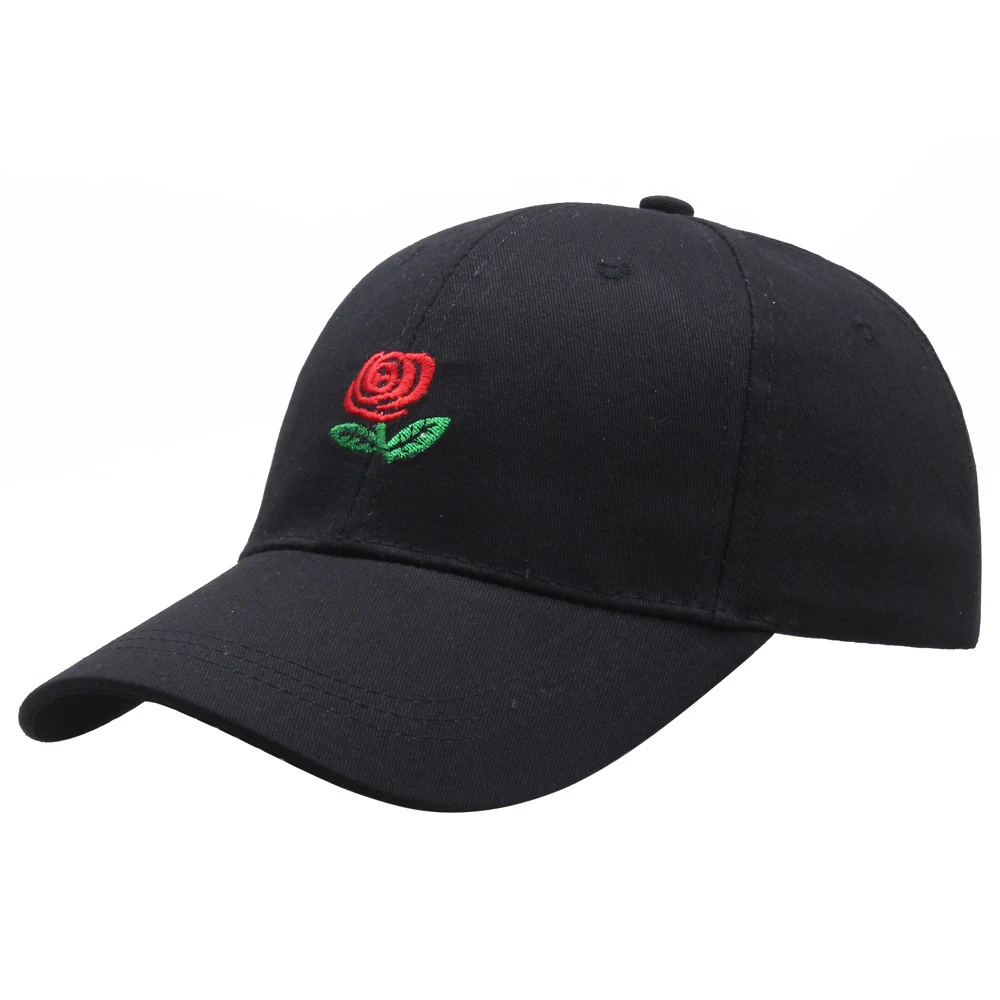 Cotton Rose Embroidery Hat Black  Blank Snapback Hip Hop Dad  Designer Men Women Visor Cap Skateboard Gorra Bone