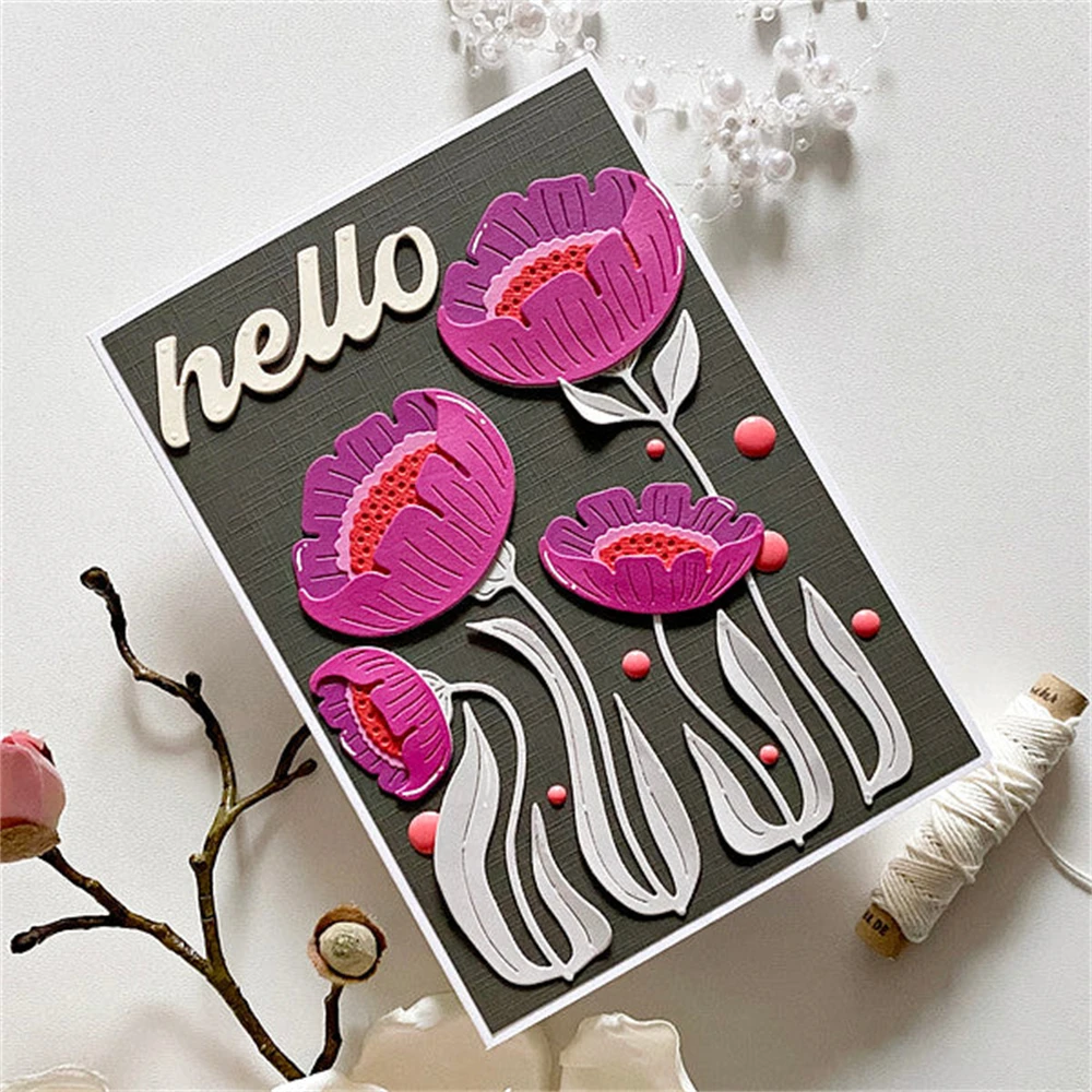 Tropics Tulips Metal Cutting Dies,Embossing Diecut For DIY Card Making Scrapbooking Photo Album Crafting Supplies Template