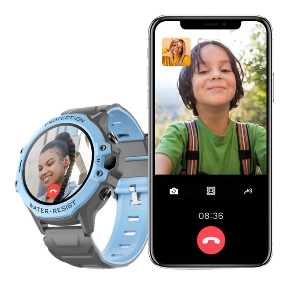 

4G Kids Smart Watch for Children Multiple Positioning 4G Sim Card SOS Phone Call HD Video Call Waterproof Round Dial K55 Footpri