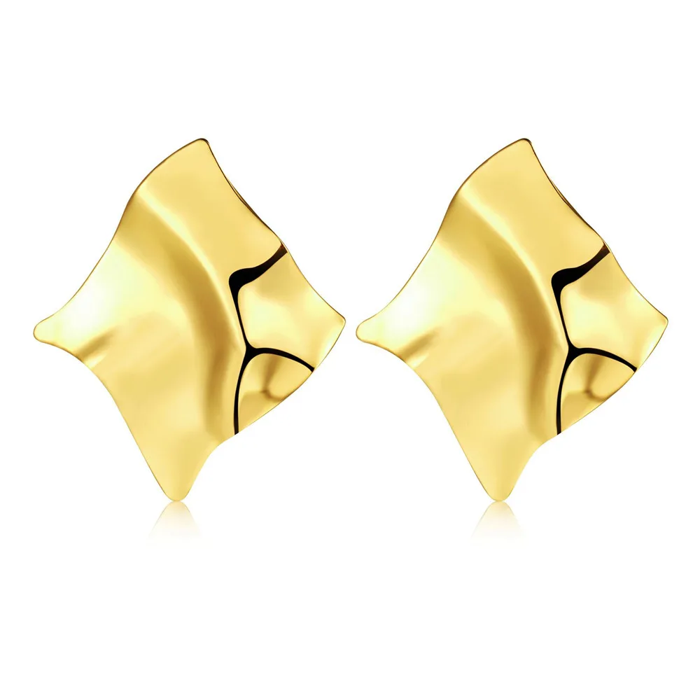 Exagerated Gold Color Metal Geometric Irregular Earrings for Women Personality Statement Glossy Female Dangle Earring Jewelry