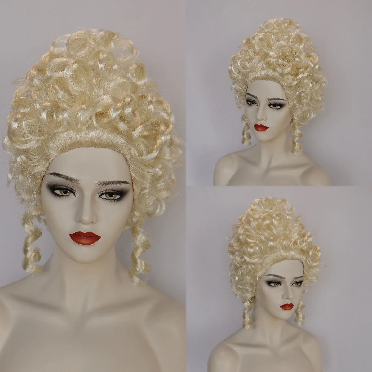 

18th-Century Colonial Lady Synthetic Cosplay Wig Queen Style Curly Wavy Short Wig, Palace/Noblewoman Princess Queen Beehive Wig