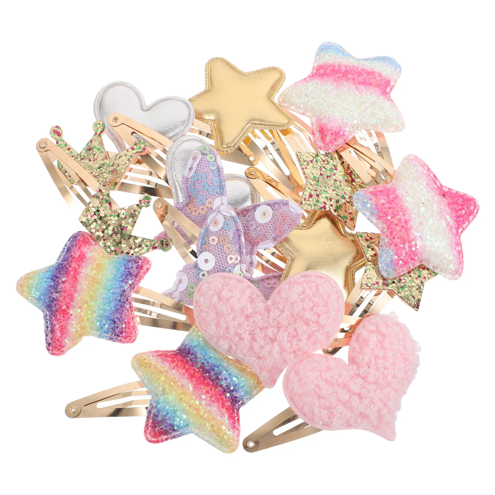 

8Pairs Girls Hair Clips Glitter Metal Snap Sparkly Stars Hearts Crowns Butterflies Toddler Hair Accessories Butterfly Barrettes