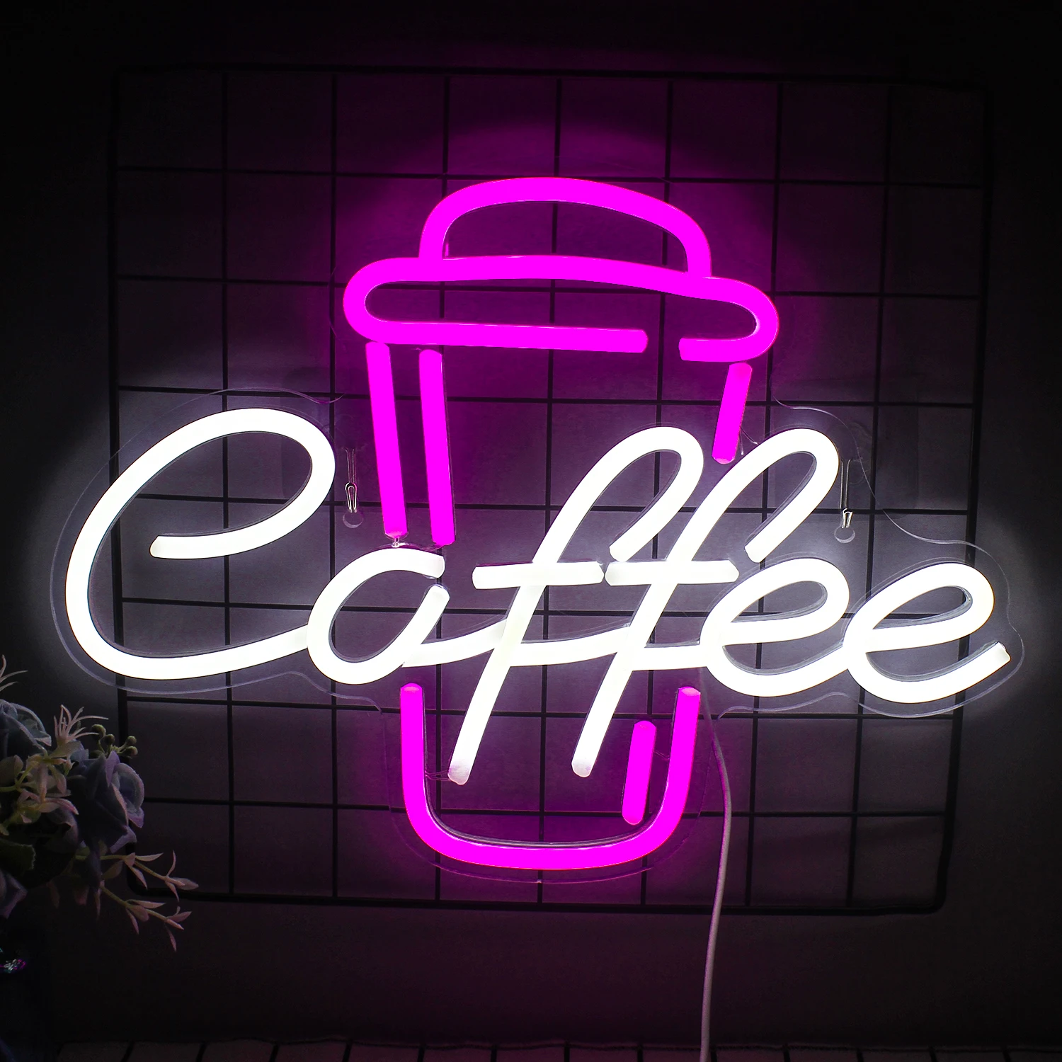 Imagem -02 - Usb Led Neon Light Sign Sinal de Café Rosa Branco Wall Decor Adequado para Café Bar Restaurante Cerveja Pub Quarto Birthday Party