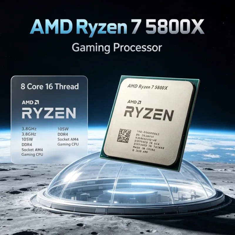 AMD R7 5800X Ryzen 7 AM4 Processor 3.8GHz 8-Core 16-Thread 7nm 32M L3 Desktop CPU Type-C