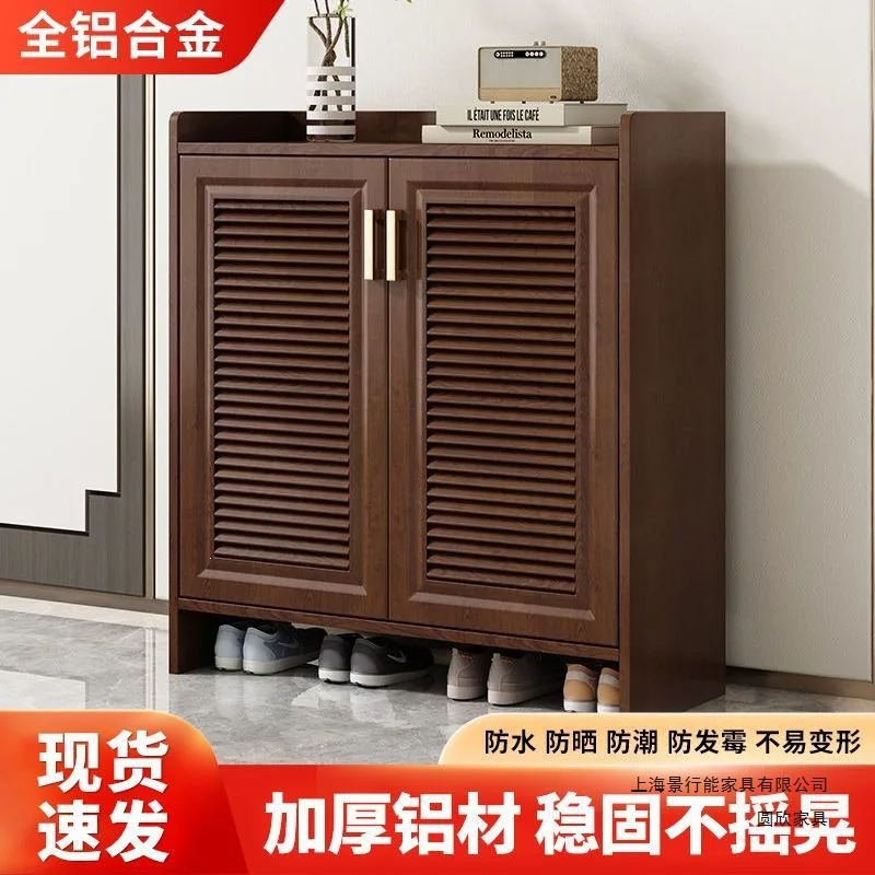 New Aluminum Alloy Shoe Cabinet New Chinese-style Household Integrated Indoor Sunscreen, Moisture-proof And Dust-proof Aluminum