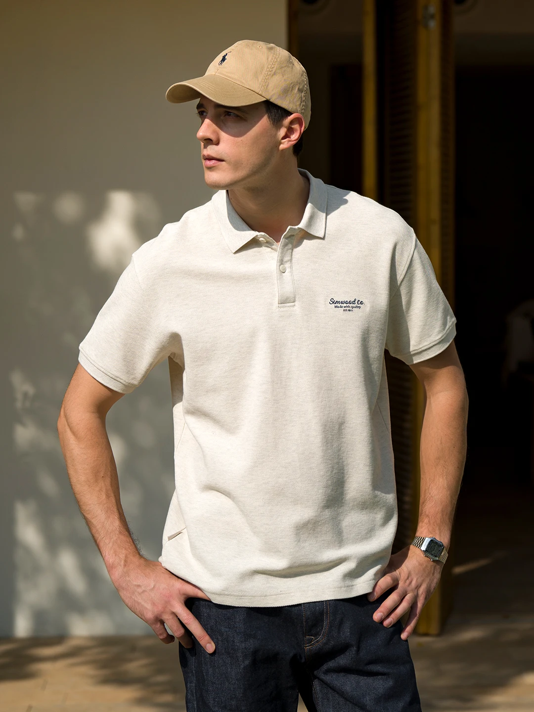 SIMWOOD 2025 Summer New Oversize 265gsm Sorona Fabric Polo Shirts Men Breathable High Quality Plus Size T-shirts image 2