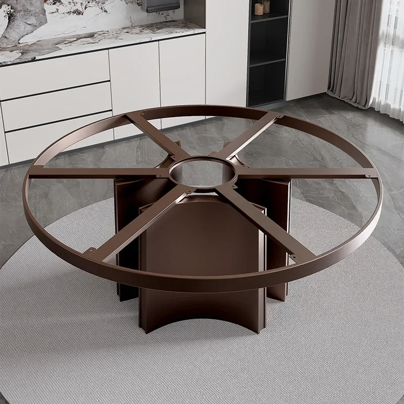 Italienischer runder Esstischsockel, Tischbeine aus Edelstahl mit Steinplatten, runde Tischbeine aus Marmor