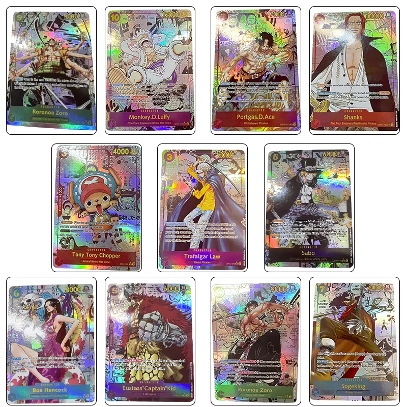 

Homemade One Piece Opcg Luffy Hancock Zoro Eustass Kid Anime Characters Rare Collection Flash Card Cartoon Toys Christmas Gift