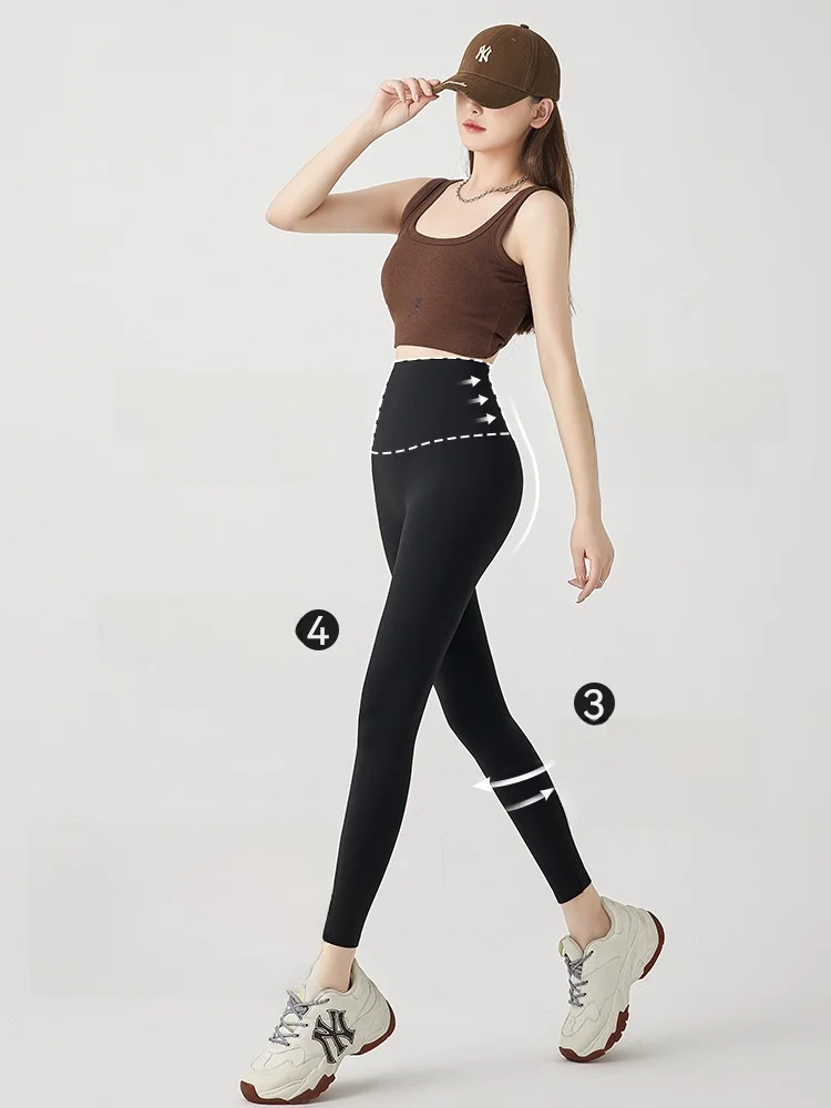 Pantaloni da yoga in pelle arca foderati Fce Capispalla da donna Autunno Inverno Thiened Lana Seta Strato base caldo Dimagrante Vita alta Ti...