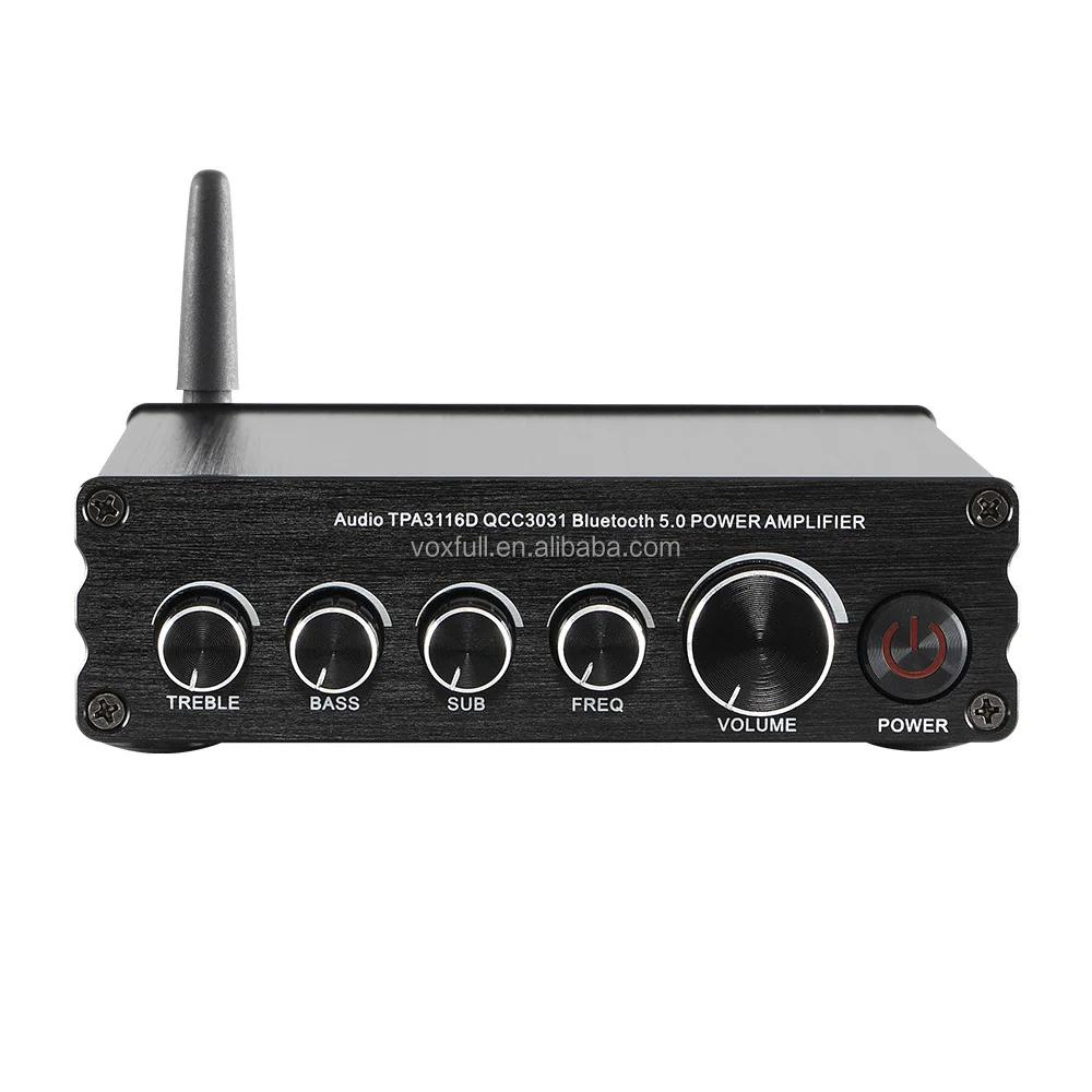 

VOXFULL TPA3116 Amplifier Stereo Receiver BT 5.0 Mini Power Amp 3CH 200W for Home/Outdoor/Garage/Passive Speakers Theater System