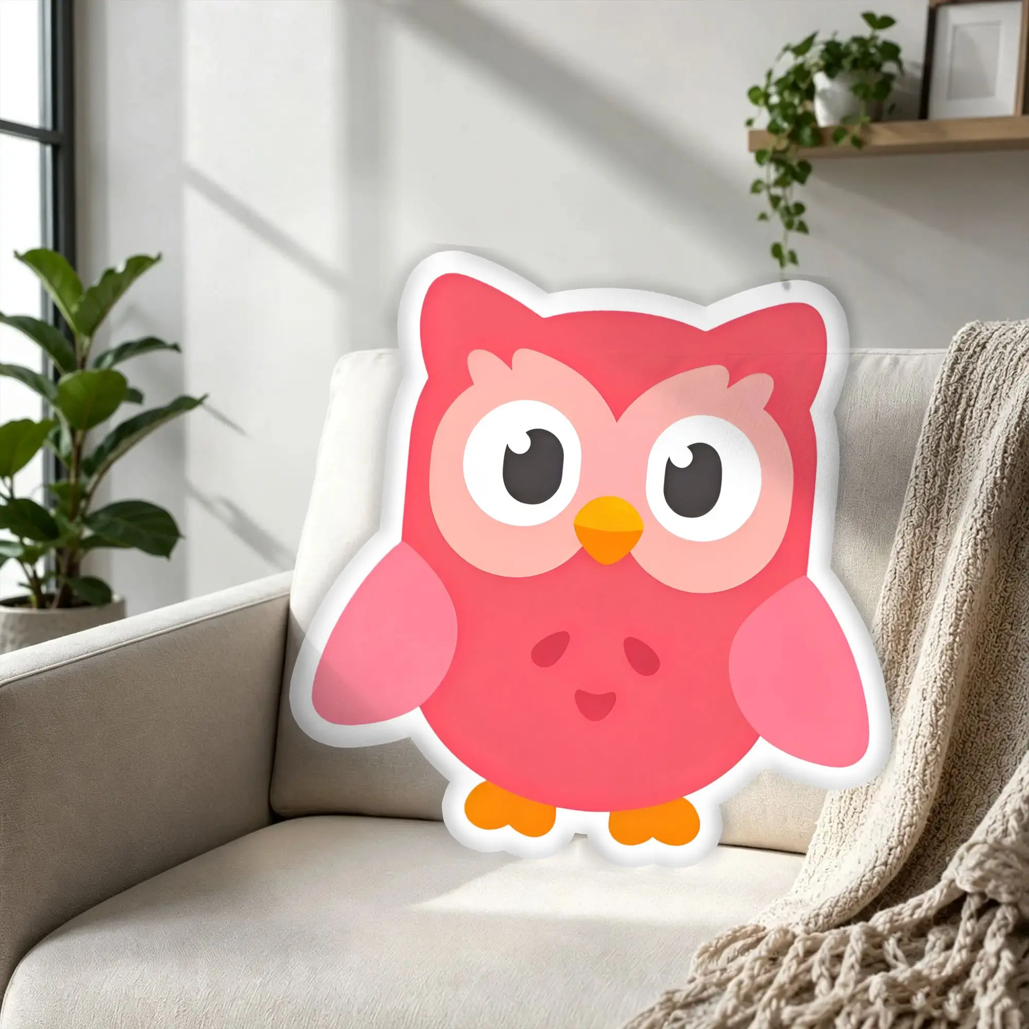 Customized Green Owl Duo Stuffed Throw Pillow Study Language Soft Pillows and Cushions Humorous Cushion for Bedroom Bed Unique