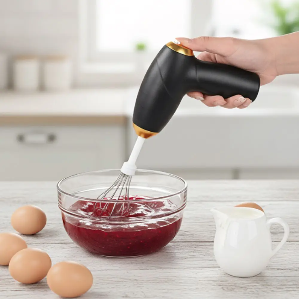 Handheld Electric Mixer Wireless 3 Speed Setting Electric Egg Beater with Replacement Heads Comfortable Grip