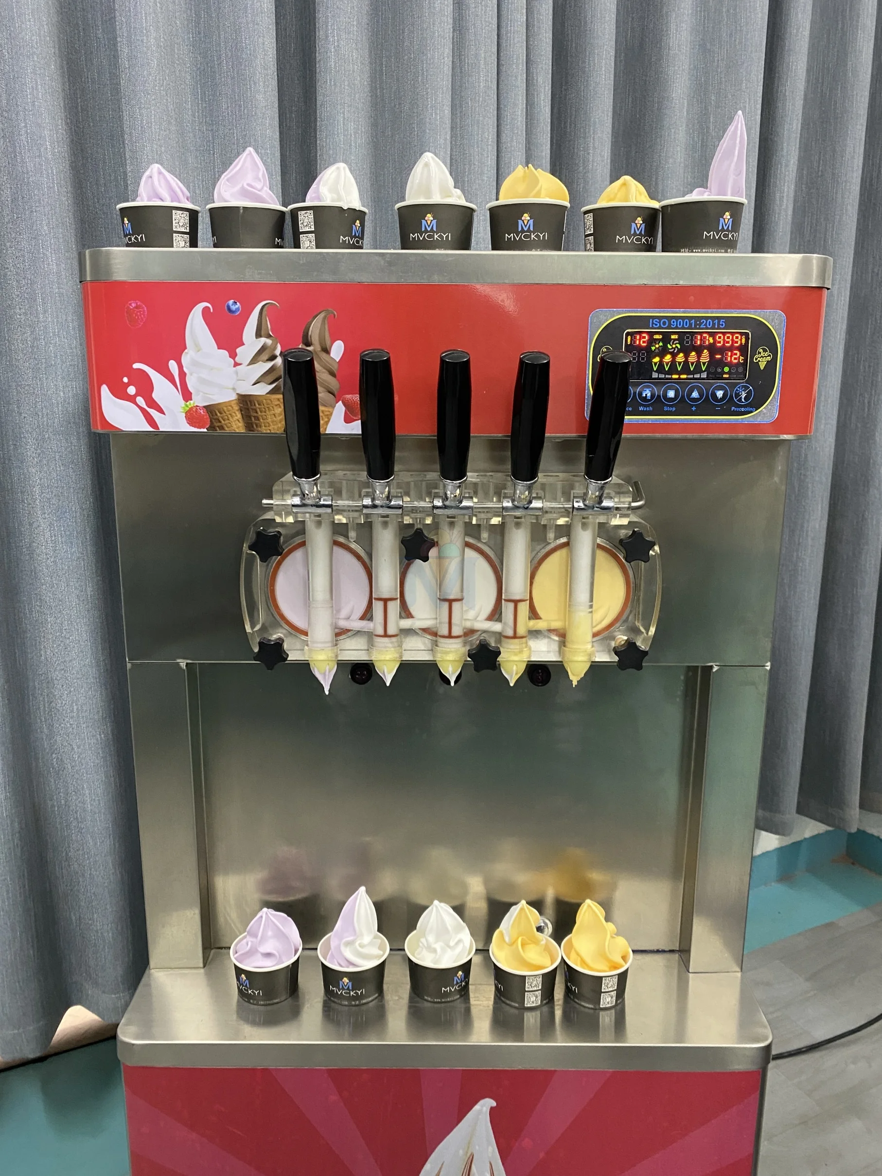 Mvckyi 5 Flavors Soft Serve Vertical Ice Cream Machine For Business Solft Ice Cream Maker Freezing Equipment